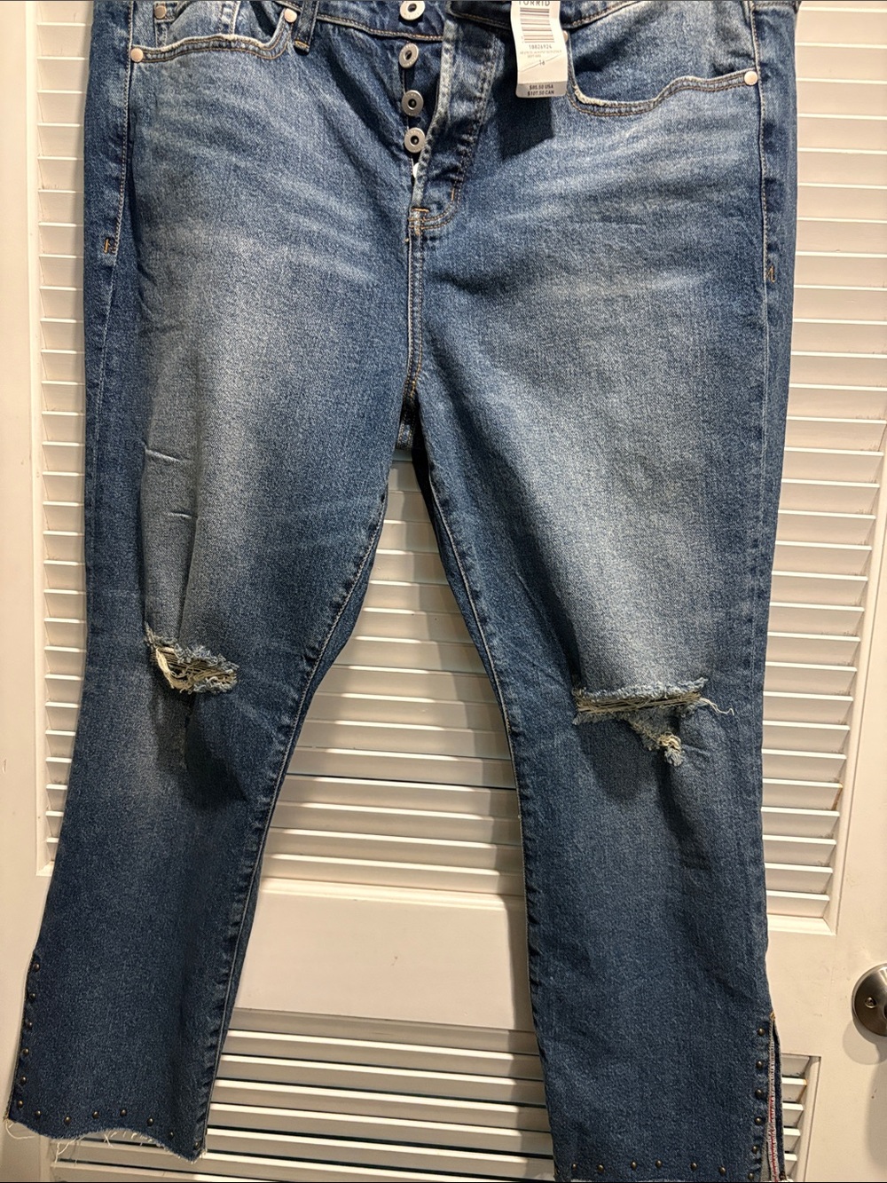 torrid Distressed Light Blue Straight-Leg Jeans